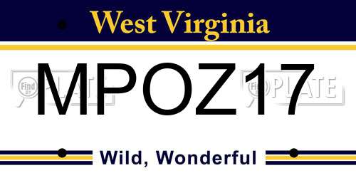 MPOZ17 West Virginia License Plate