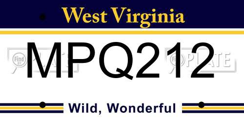 MPQ212 West Virginia License Plate