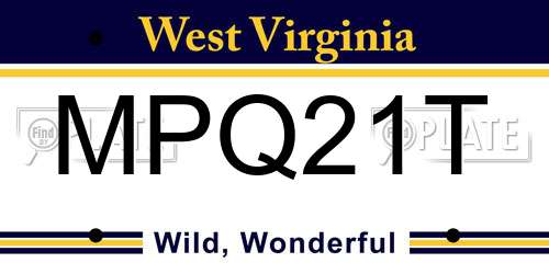 MPQ21T West Virginia License Plate