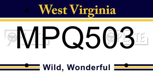 MPQ503 West Virginia License Plate
