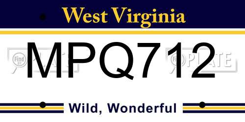 MPQ712 West Virginia License Plate