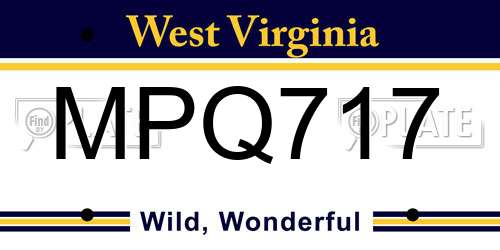 MPQ717 West Virginia License Plate