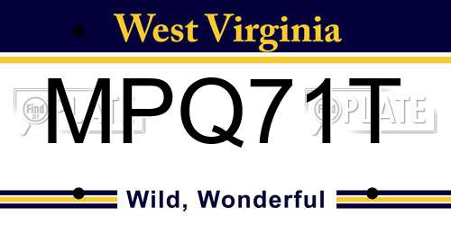 MPQ71T West Virginia License Plate