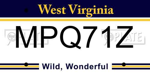 MPQ71Z West Virginia License Plate