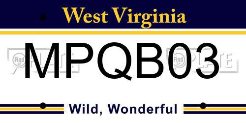 MPQB03 West Virginia License Plate