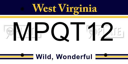 MPQT12 West Virginia License Plate