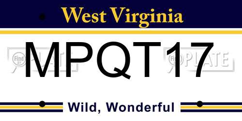 MPQT17 West Virginia License Plate