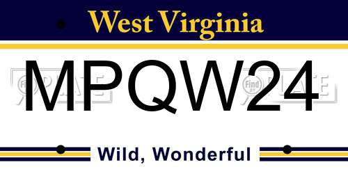 MPQW24 West Virginia License Plate