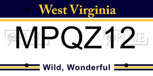 MPQZ12 West Virginia License Plate