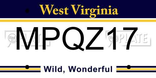 MPQZ17 West Virginia License Plate