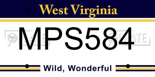 MPS584 West Virginia License Plate
