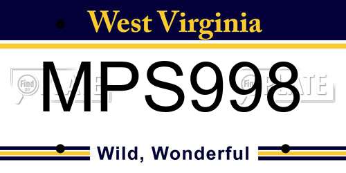 MPS998 West Virginia License Plate