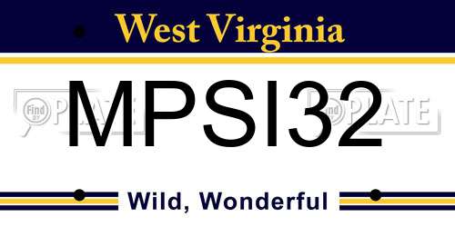 MPSI32 West Virginia License Plate