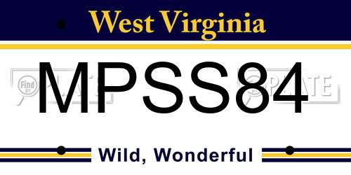 MPSS84 West Virginia License Plate
