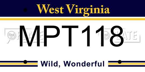 MPT118 West Virginia License Plate