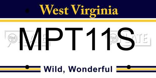 MPT11S West Virginia License Plate