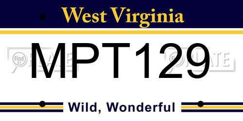 MPT129 West Virginia License Plate