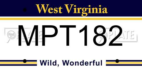 MPT182 West Virginia License Plate