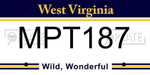MPT187 West Virginia License Plate