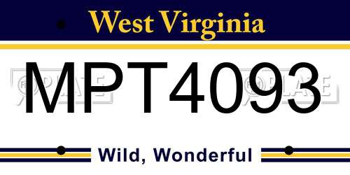 MPT4093 West Virginia License Plate