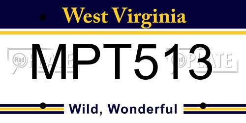 MPT513 West Virginia License Plate