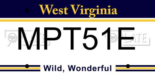 MPT51E West Virginia License Plate