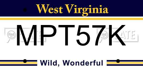 MPT57K West Virginia License Plate