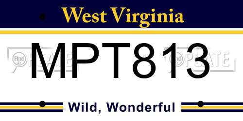 MPT813 West Virginia License Plate