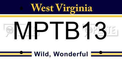 MPTB13 West Virginia License Plate