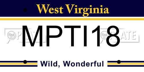 MPTI18 West Virginia License Plate