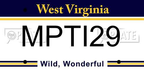 MPTI29 West Virginia License Plate