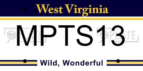 MPTS13 West Virginia License Plate