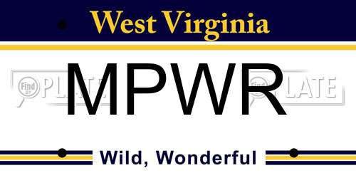 MPWR West Virginia License Plate