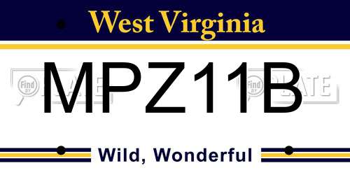 MPZ11B West Virginia License Plate