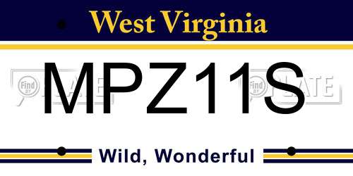 MPZ11S West Virginia License Plate