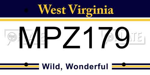 MPZ179 West Virginia License Plate