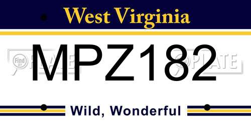 MPZ182 West Virginia License Plate