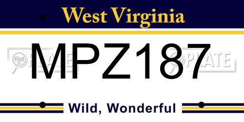 MPZ187 West Virginia License Plate