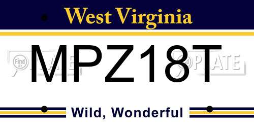 MPZ18T West Virginia License Plate