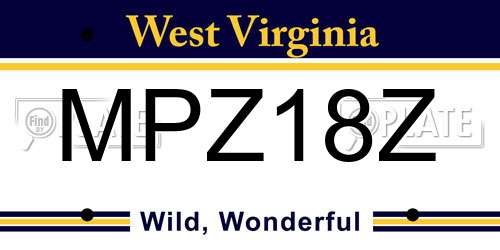 MPZ18Z West Virginia License Plate