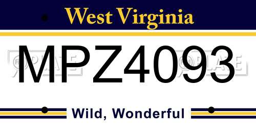 MPZ4093 West Virginia License Plate