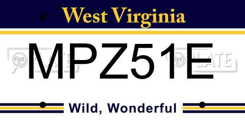 MPZ51E West Virginia License Plate