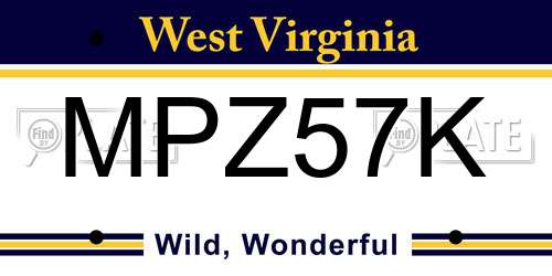 MPZ57K West Virginia License Plate