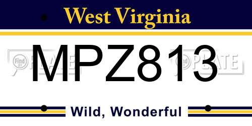 MPZ813 West Virginia License Plate