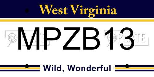 MPZB13 West Virginia License Plate