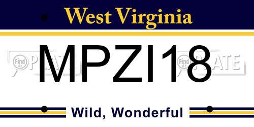MPZI18 West Virginia License Plate