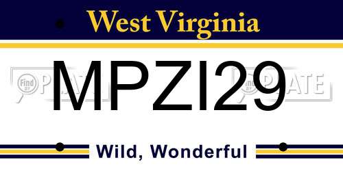 MPZI29 West Virginia License Plate