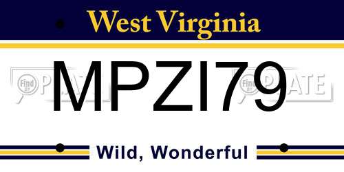 MPZI79 West Virginia License Plate