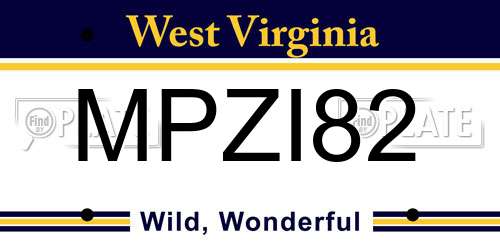 MPZI82 West Virginia License Plate