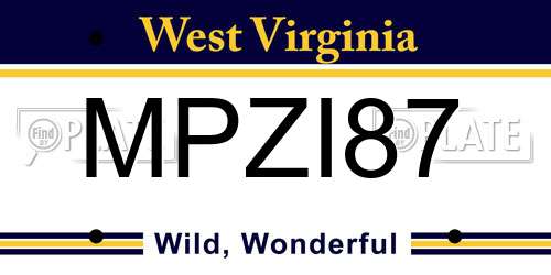 MPZI87 West Virginia License Plate
